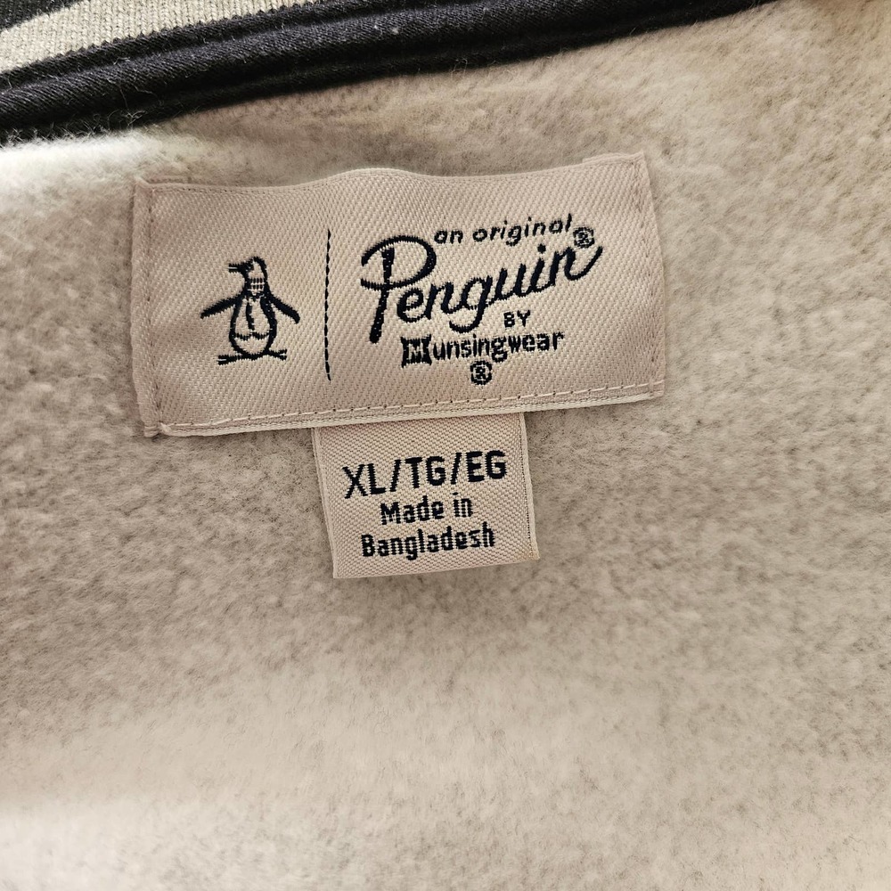 PENGUIN Men's Varsity Gray & Black Rib Knit Button Closure Bomber Jacket Sz XL - Picture 9 of 14